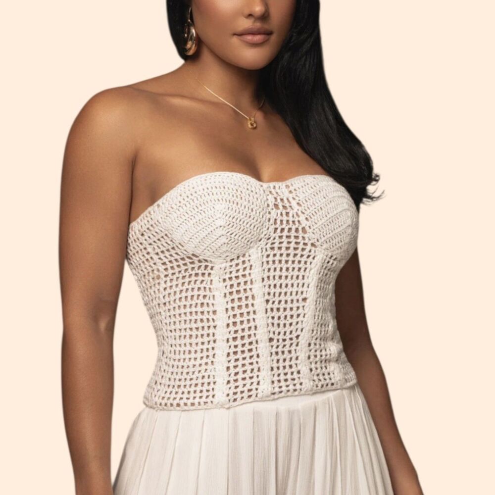 JLUXLABEL Crochet Bustier Top